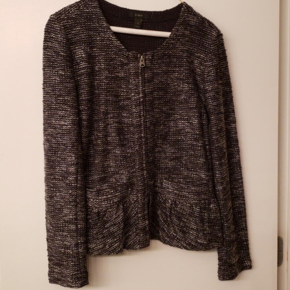 [BRAND NEW] JCREW Tweed Peplum Zip Blazer
